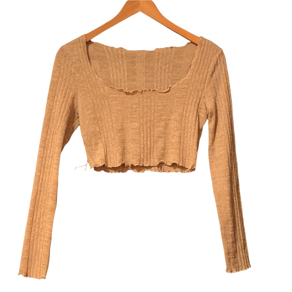 Shein Cropped Sweater Size Small Light Brown Scoop Neck